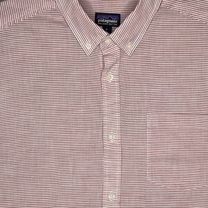 Patagonia Button Up Shirt Mens XL Red White Lightweight Bluffside Striped